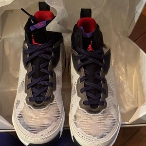 Jordan Kids' Black, White, and Purple Sneakers